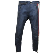 Штаны кожаные Haro синие с полосой сбоку (красно-белая), размер 48
